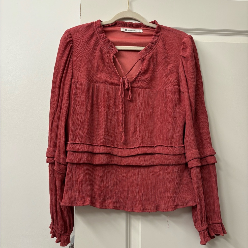 Impeccable Pig Pink Tie Front Top